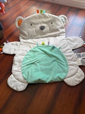Target Beige and Mint Green Bear Playmat with Colorful Ribbon Tags